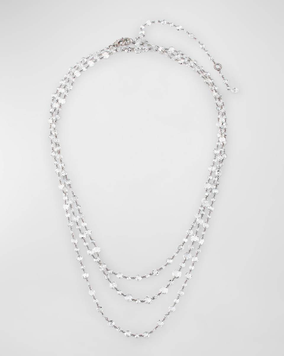 Platinum Brilliant and Rose Cut Diamond Long Necklace, 64"L, 52.45tcw